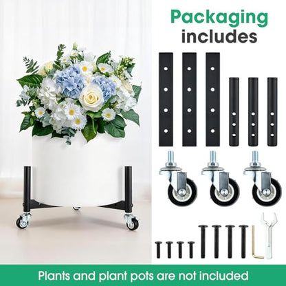 Adjustable Plant Caddy Heavy Duty Rolling Plant Stand with Wheels