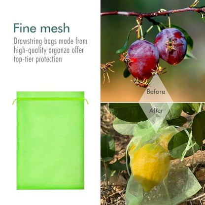 Fruit Protection Bags, Fetanten 4x6 in Mesh Drawstring Bag for Fruit Trees - size: 4 x 6 Inch 40pcs