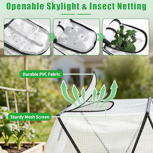 2 Pack Foldable Plant Covers Freeze Protection, Two Dual Layer Skylights - size: Foldable-2Pack