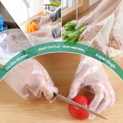Disposable long Gloves 50pcs 35inch Length Plastic Long Sleeve Gloves for Veterinary Arm Protection
