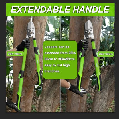 26"-36" Extendable Anvil Loppers, Compound Action Branch Cutter, 2 Inch Cut - style: 36" Extendable Anvil Loppers