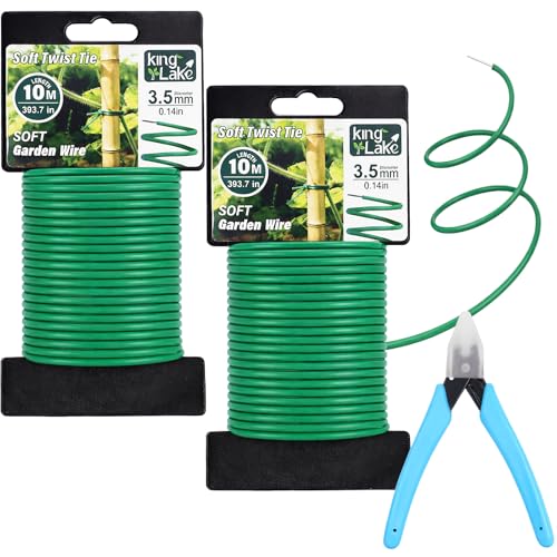 KINGLAKE Green Garden Wire with Pliers - 66 Feet 3.5mm Garden Ties Soft Plant Twist Ties Plant Wire for Climbing Plants Tomatoes Support Vines Vegetables Flowers Indoor & Outdoor Gardening Training - size: 3.5mm x 66ft