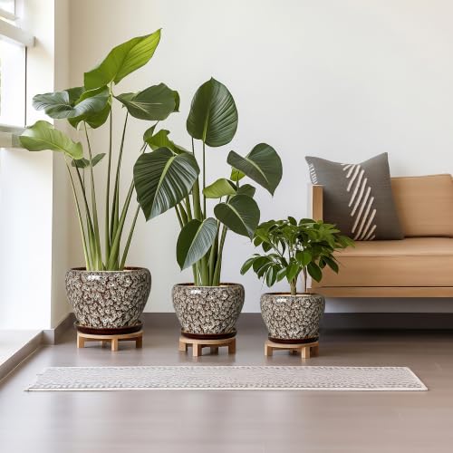 10+8+6 Inch Plant Pot, Ceramic Pots for Plants, White Leopard - color: Leopard White