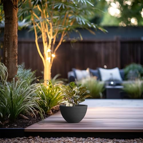 Kante Dark Gray Concrete Planter 11.8" Dia All-Weather Round Small Pot