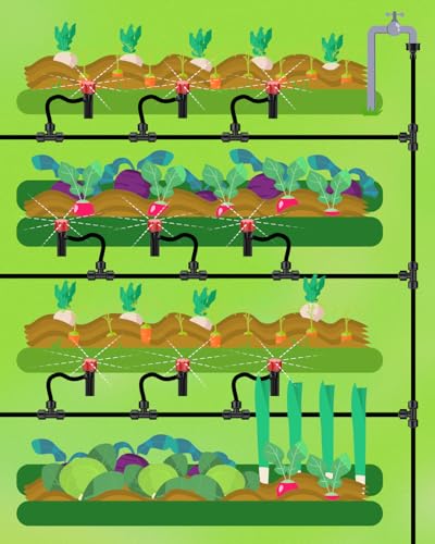 Pawfly 30 Pcs Drip Irrigation Emitters, Drip Emitters for 1/4" Drip Irrigation Tubing, Sprinkler Heads with Adjustable 360 Degree Water Flow, Garden Drippers for Plants Watering System - size: 30pcs 1/4" Drip Emitters