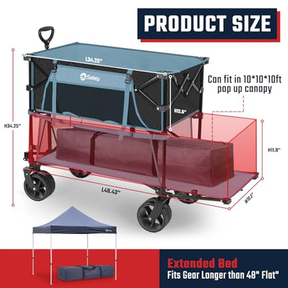 Sekey 400L Double-Decker Wagon, 500 lb Capacity, 50 in Extender - color: Blue