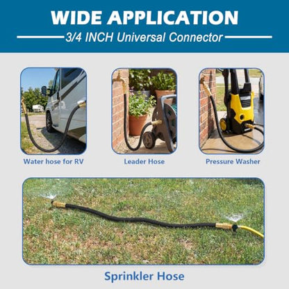 3ft Short Garden Hose, Small Hose Extension, Nylon Braided Inner tube PVC Material with Female to Male Fitting Extender for Hose Reel/RV Flexible, Lightweight & Heavy Duty Water Pipe Black - size: 3 FT
