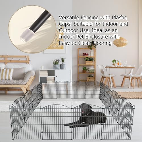 10‑Panel No‑Dig Garden Fence with Gate, 32" H x 23.6'L Outdoor Dog Barrier - size: 10pc 23.6 ft(L) X 32 in(H) with Gate-Convex