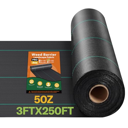 iropro Premium 5oz Weed Barrier Fabric Heavy Duty 3ftx250ft - size: 3ft x250ft