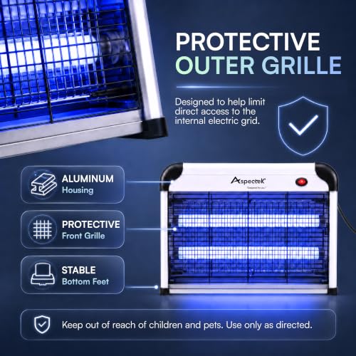 ASPECTEK 20W Bug Zapper, Electric Insect Killer for Indoor and Covered Outdoor, Mosquito, Fly and Moth Trap with Protective Mesh and Hanging Chain for Versatile Setup at Home, Patio and Garage - style: 20W Bug Zapper