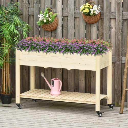 Outsunny Raised Garden Bed Elevated Planter Box 47" x 22" x 33", Natural - color: Natural, size: 47" x 22" x 33"