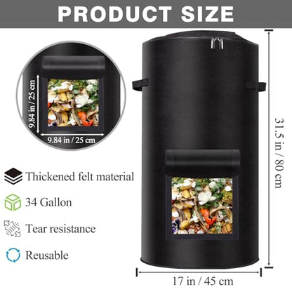 34 Gallon Compost Bins Outdoor with Observation Windows