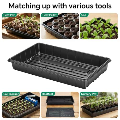 10 Pack Plant Growing Trays, 17 x 11 Inch Seedling Trays, No Drain Holes