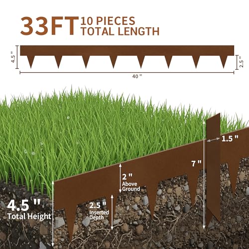 Worth Garden 10-Pack 4.5"x40" Metal Landscape Edging 33' Landscaping Border - color: Powder-Coated Bronze