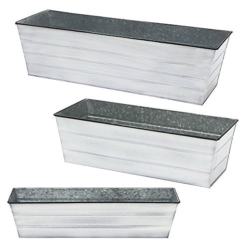 Achla Designs Galvanized Window Flower Box Planter-Cape Cod White-Small (22" L x 6" W x 5" H) - color: White, size: Small