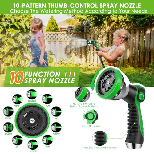 Non-Expanding Garden Hose 100 ft, 360° Anti-Kink Swivel Fittings - color: Black, size: 100ft