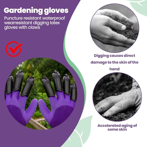 Gardening Gloves with Claws for Digging, Planting, and Weeding, Durable Glove for Men and Women, Easy to Use, Waterproof (Green, Cat Claw Shaped) - color: Green, Cat Claw