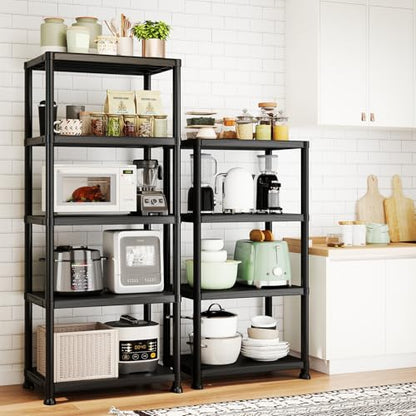 Plastic Storage Shelves, 5 Tier Shelving Unit, 330LBS - size: 5 Tier(standard size)