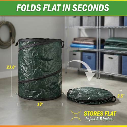 29.5-Gallon Pop up Outdoor Garbage Can Set - Set of 2 Collapsible Trash Cans for Parties, Yard Waste, or Laundry - Camping Accessories by Wakeman - color: Green, size: 29.5 gallons
