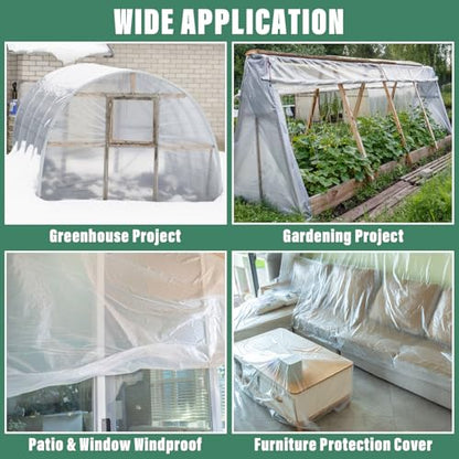 Legigo 8 X 26 Ft Clear Greenhouse Plastic, Plant Covers Freeze Protection - size: 8 x 26 Ft