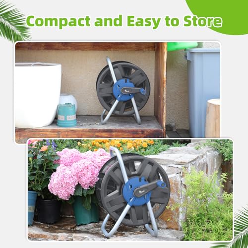 Water Hose Reel,Holds 60-80 Ft of 5/8" Hose - color: Blue
