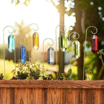 7 Pack Crystal Prisms Suncatcher Plant Stake for Indoor Window Sun Catchers - color: 7 Pack Colorful