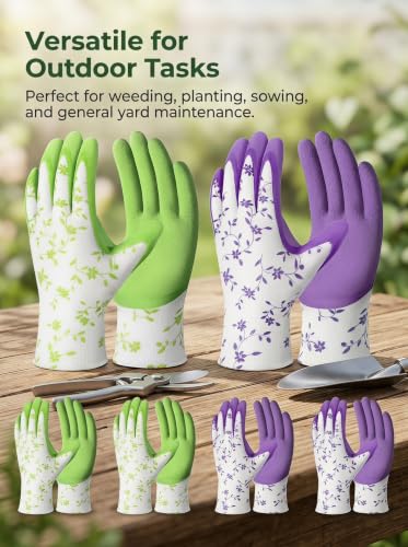 2 Pairs Garden Gloves, Breathable Yard Work Gloves with Non-Slip Grip, Thorn-Resistant Protective Gloves for Men and Women, One Size