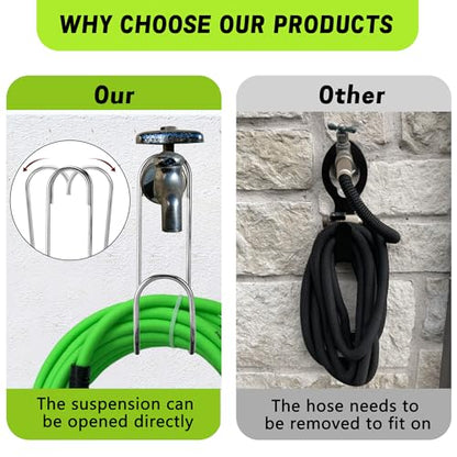 Adnee 2 Pcs Flexible Garden Hose Storage Hook-Stainless Steel Water Hose Hanger Support Up to 44lbs-Hanging Stainless Hose Holder for Indoor Outdoor Home Garden Water Hose Storage