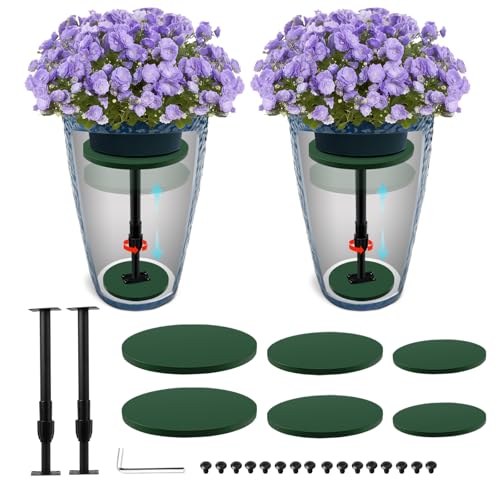 2 Pack Plant Risers for Inside Pots, 12-21" Rise Wooden Planter Inserts - size: Tall Lift: 12-21" Rise - 2Pack