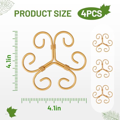 4PCS Green Iron Monstera Support, Uniquely Designed Plant Support Stakes for Indoor Plants, Stable Plant Stakes and Supports, Turtle Shell Bamboo Clamp Set for Thriving Growth