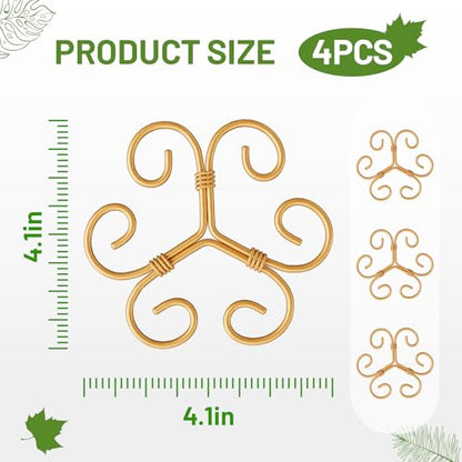 4PCS Green Iron Monstera Support, Uniquely Designed Plant Support Stakes for Indoor Plants, Stable Plant Stakes and Supports, Turtle Shell Bamboo Clamp Set for Thriving Growth