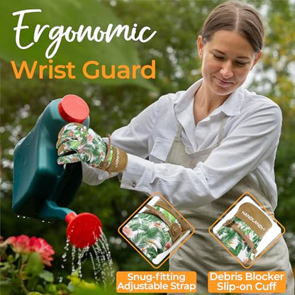 HANDLANDY Gardening Gloves for Women, Leather Garden Glove, Gardener Gift - color: Cocoa, size: Large (Pack of 1)