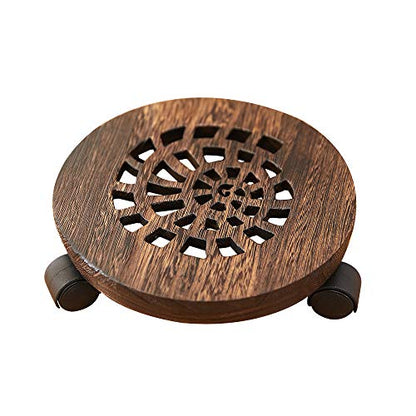Wood Plant Caddy, Heavy Duty Rolling Planter Dolly With Rotating Casters, Movable Flower Pot Stand, Round Plant Rack With Lockable Wheels,Heavy Objects Hauling (13 Inch) - size: 13 Inch