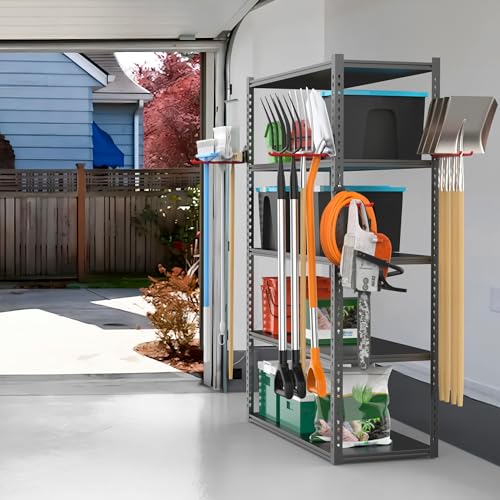 TORACK Garden Tool Organizer Wall Mount, Garage Folding Chair Storage Rack - style: 4 panels with 10 hooks