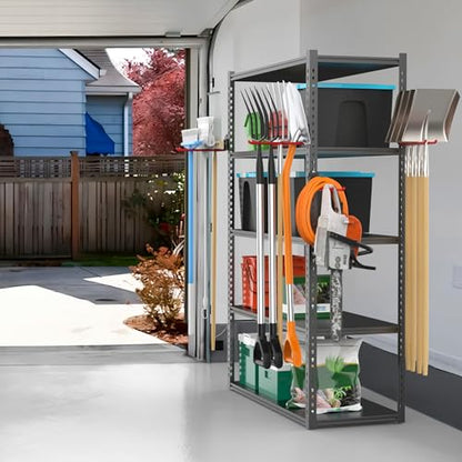 TORACK Garden Tool Organizer Wall Mount, Garage Folding Chair Storage Rack - style: 4 panels with 10 hooks
