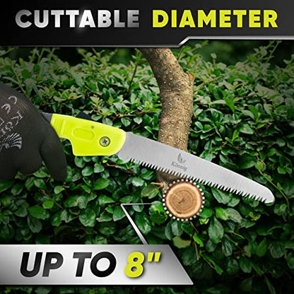 Foldable Hand Held Pruning Saw (RAZOR SHARP 7" BLADE) Compact Design Jab Saw - Japanese Design Hand Saw - size: 7" Folding w/striped handle
