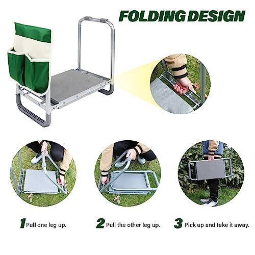 Multifunctional Garden Kneeler and seat Heavy Duty,Foldable Garden Bench for Kneeling and Sitting with Soft EVA Kneeling Pad and Large Tool Bag for Gardening Lovers - size: Style D
