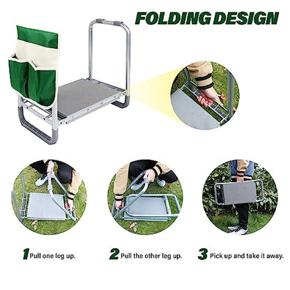 Multifunctional Garden Kneeler and seat Heavy Duty,Foldable Garden Bench for Kneeling and Sitting with Soft EVA Kneeling Pad and Large Tool Bag for Gardening Lovers - size: Style D