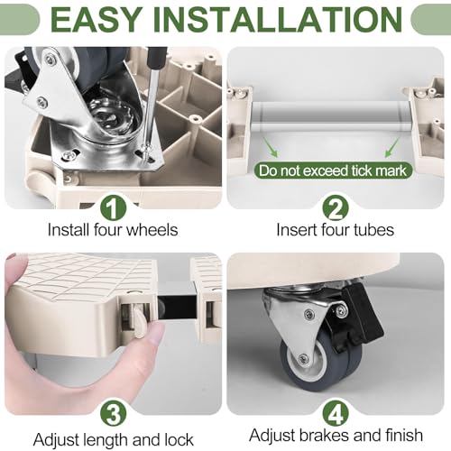ToLanbbt Plant Caddy Stand with 360° Wheels Adjustable 15-22 Inch Rolling Stand Heavy Duty Large Plant Cart Dolly with Casters 440lbs Capacity for Large Planter, Garden Pot, Flower Pot, Beige, 1 Pack - color: Beige