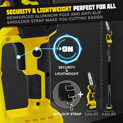 2-in-1 Electric Pole Saw for Tree Trimming,1200W Brushless 6 Inch - color: Yellow, size: 6inch