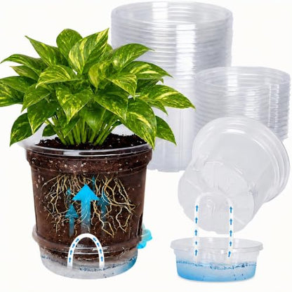 MIXC 12 Pack 5 Inch Self Watering Pots for Indoor Plants with Wicking Rope - size: 5 Inch (12 Pack)