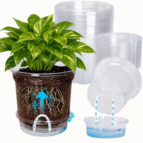 MIXC 12 Pack 5 Inch Self Watering Pots for Indoor Plants with Wicking Rope - size: 5 Inch (12 Pack)