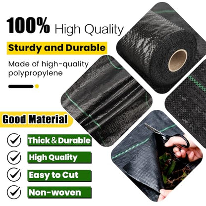 6ft x 300ft Weed Barrier Landscape Fabric Heavy Duty Premium Weed Control Fabric Durable & Eco-Friendly Weed Block Gardening Mat (3.2oz) (LTTY-W6-300) - size: 6ft x 300ft