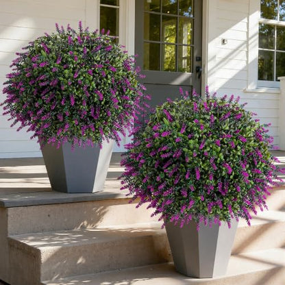 HyeFlora 26'' Artificial Topiary Ball Trees with Lavender 2 Pack (Fuchsia) - color: Ball Shaped-fuchsia