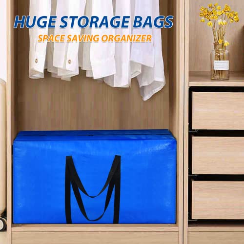 Extra Large Storage Bags, 57 Gallon XXL Jumbo Large Moving Bags Heavy Duty - color: Blue - 4 PACK, size: 42" X 23" X 13.5"