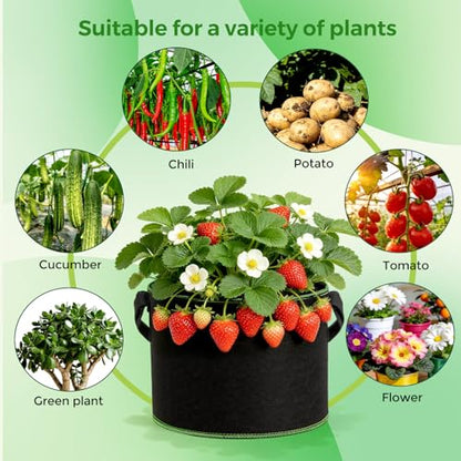 CHRORINE 6-Pack 15 Gallon Grow Bags 300G Thickened Aeration Fabric Pots with Handles Suitable for Planting Plants Flowers and Fruits - size: 15 Gallon