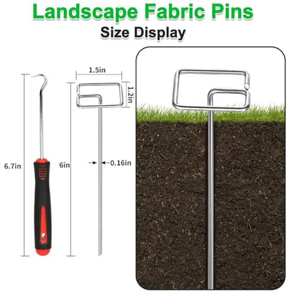 60 Pcs 6 Inch Landscape Fabric Staples, Tensile Strength 450-500Mpa -Non-Bending Garden Stakes Pins, Landscape Staples for Landscaping and Securing Lawn Fabric Weed Barriers(Square) - style: S-60 PCS