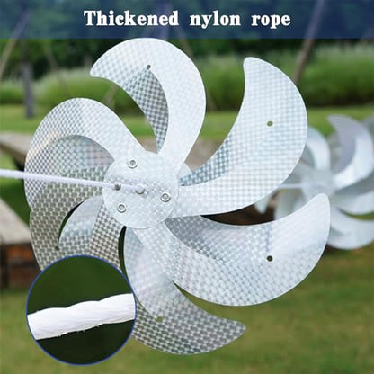 10 Meters 8 Pieces Windmills Reflective Bird Repellent, 12 Inches Silver Wind Spinners for Outdoor Yard Garden Lawn Farm Decor to Scare Birds, Large Shiny Rotating Pinwheels for Animal Deterrent