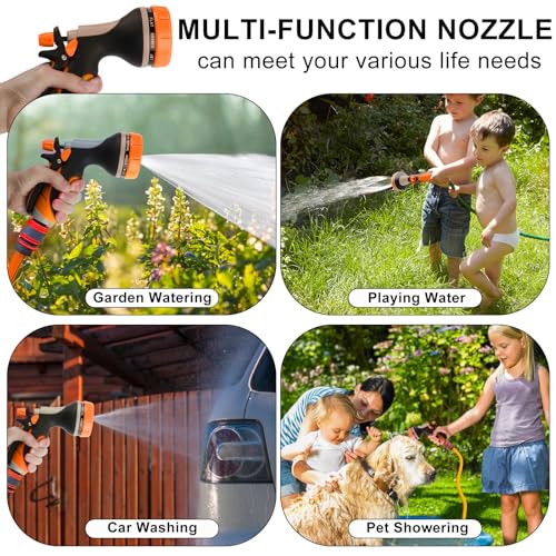 Garden Hose Nozzle with Adjustable 10 Watering Patterns Hose Spray Nozzle - color: Orange