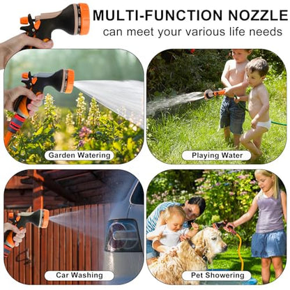 Garden Hose Nozzle with Adjustable 10 Watering Patterns Hose Spray Nozzle - color: Orange